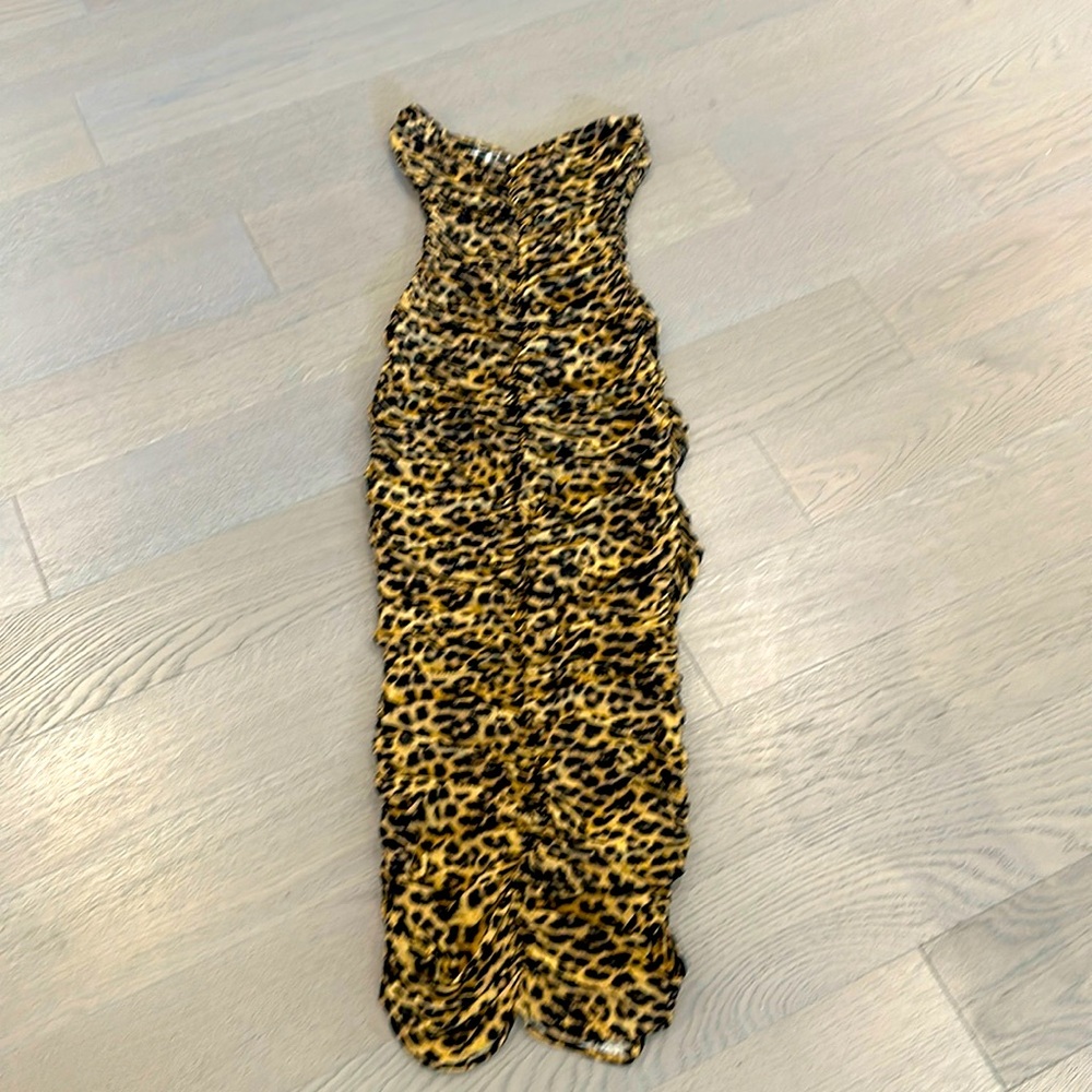 Leopard Norma Kamali ”Slink” ruched strapless dress